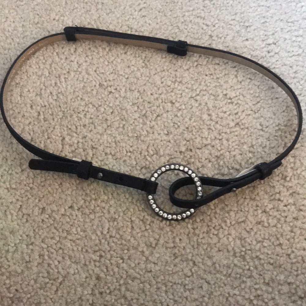 Express Adjustable Black Belt with Rhinestone - Picture 2 of 4
